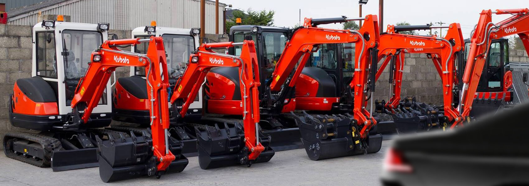 Row of Kubota mini diggers in the WTP yard